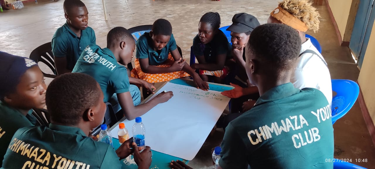 Youth club members doing an activity